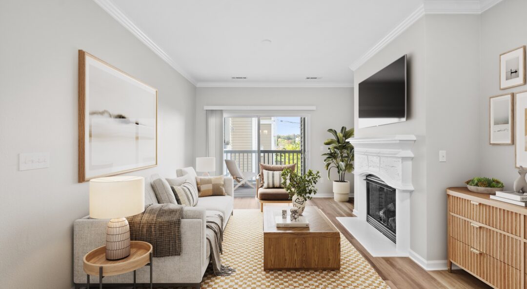 living room with fireplace