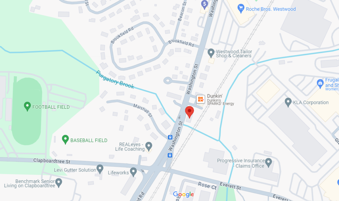 Google Maps view of 436 Washington Street in Westwood
