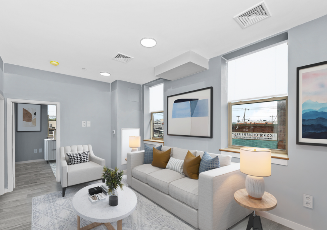 Living room at Beacham Street Apartments in Everett