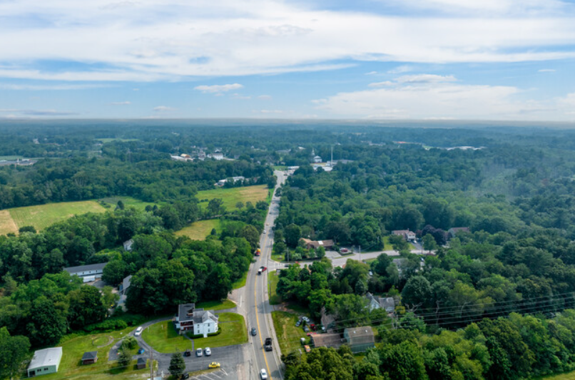 Bird's eye view of West Bridgewater of West of Center Apartments