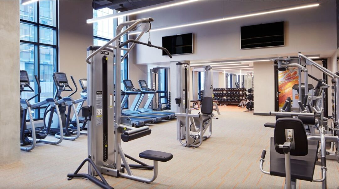 fitness center with a variety of equipment