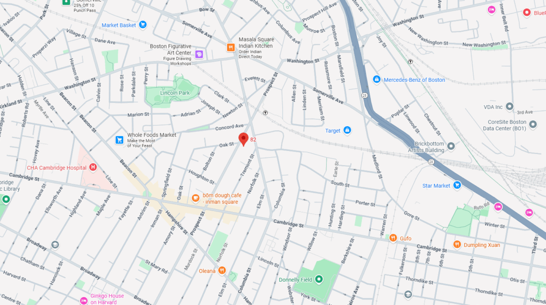 Google Maps view of Mia Residences in Somerville