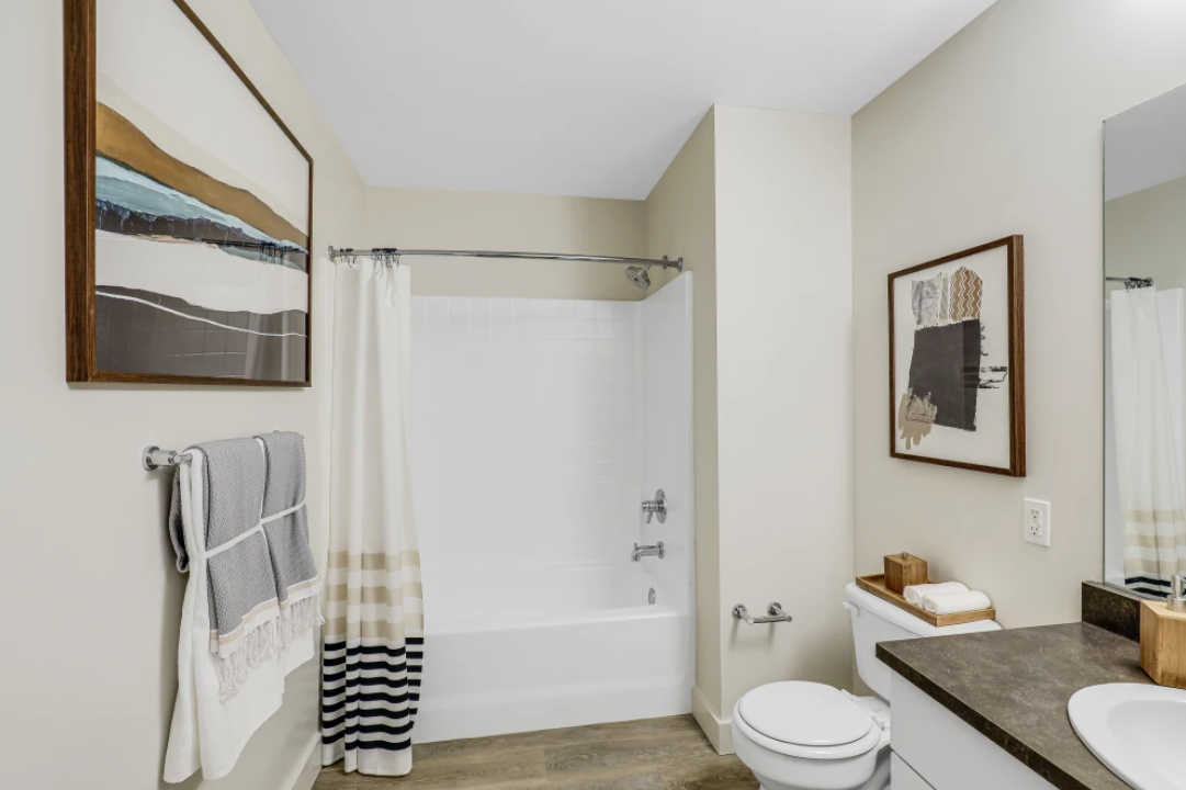 bathroom with white tile shower
